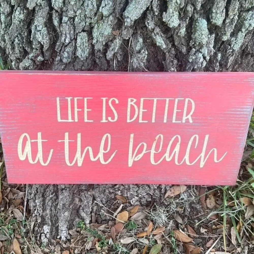 Handmade sign, Life is better at the beach, Wall hanging, Beach decor, Sign